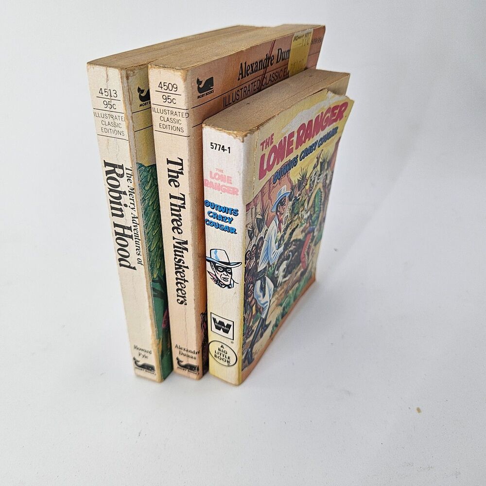 3 Classic Books 1960's Three Musketeers Robin Hood Lone Ranger Vintage